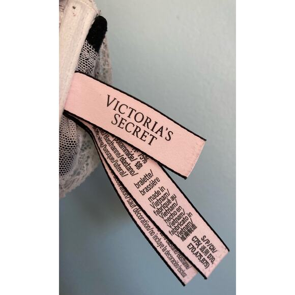 Victoria's Secret Bralette Small White and Black Velvet - Picture 4 of 6